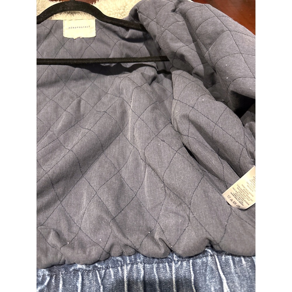 Aeropostale Blue Denim Cropped‎ Sherpa Hooded Jacket Women's XL - Picture 8 of 11